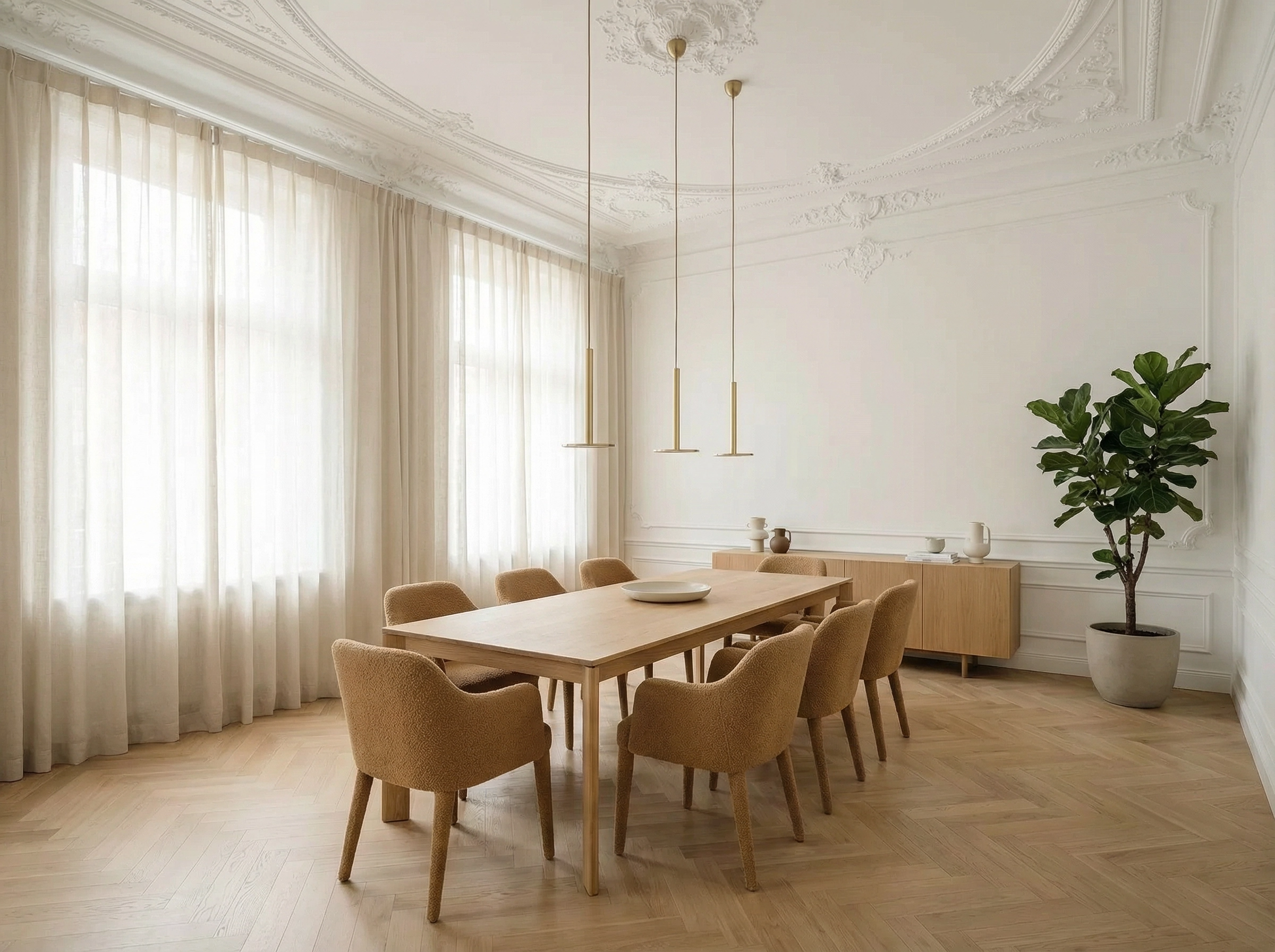 Dining room in a high-quality furnished apartment