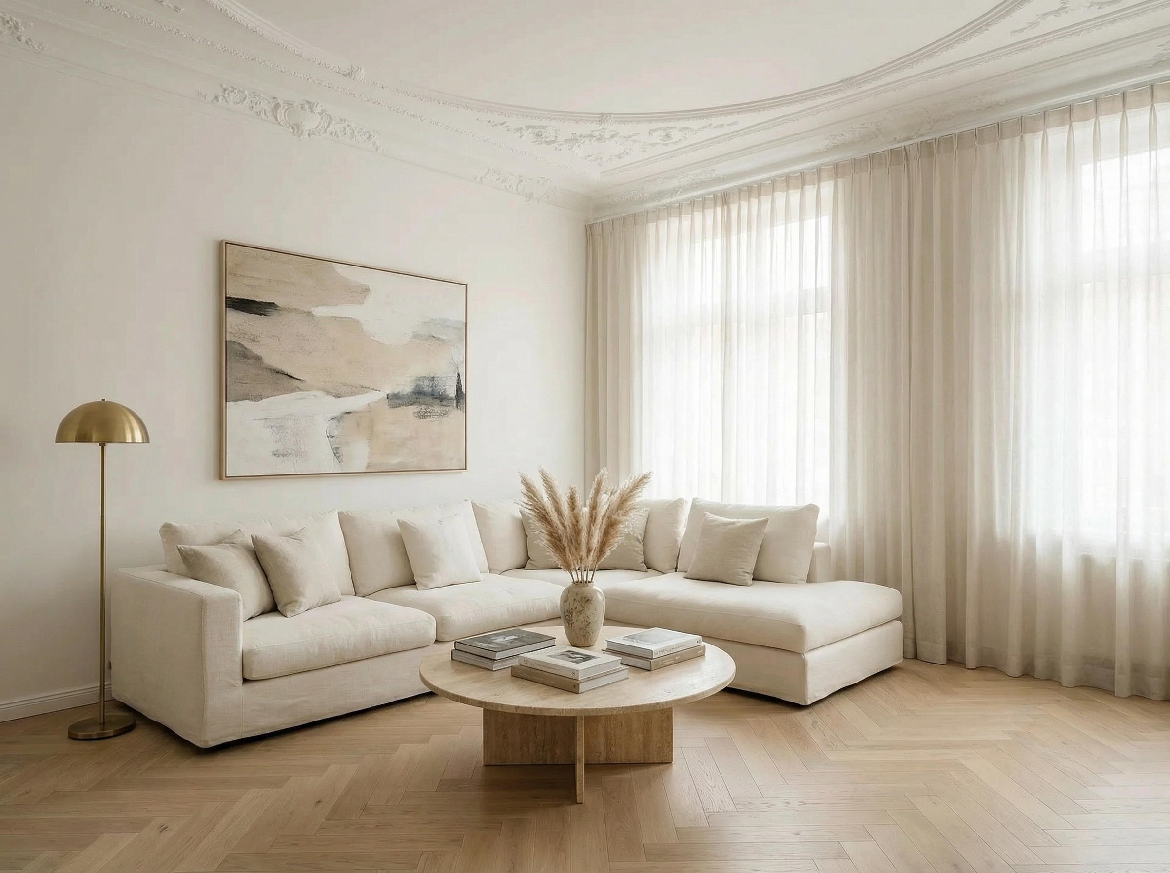 Living room in a high-quality furnished apartment