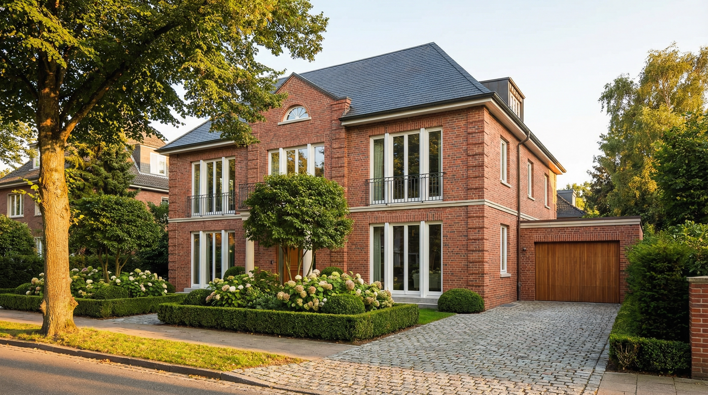 Red brick town villa with garden in Hamburg